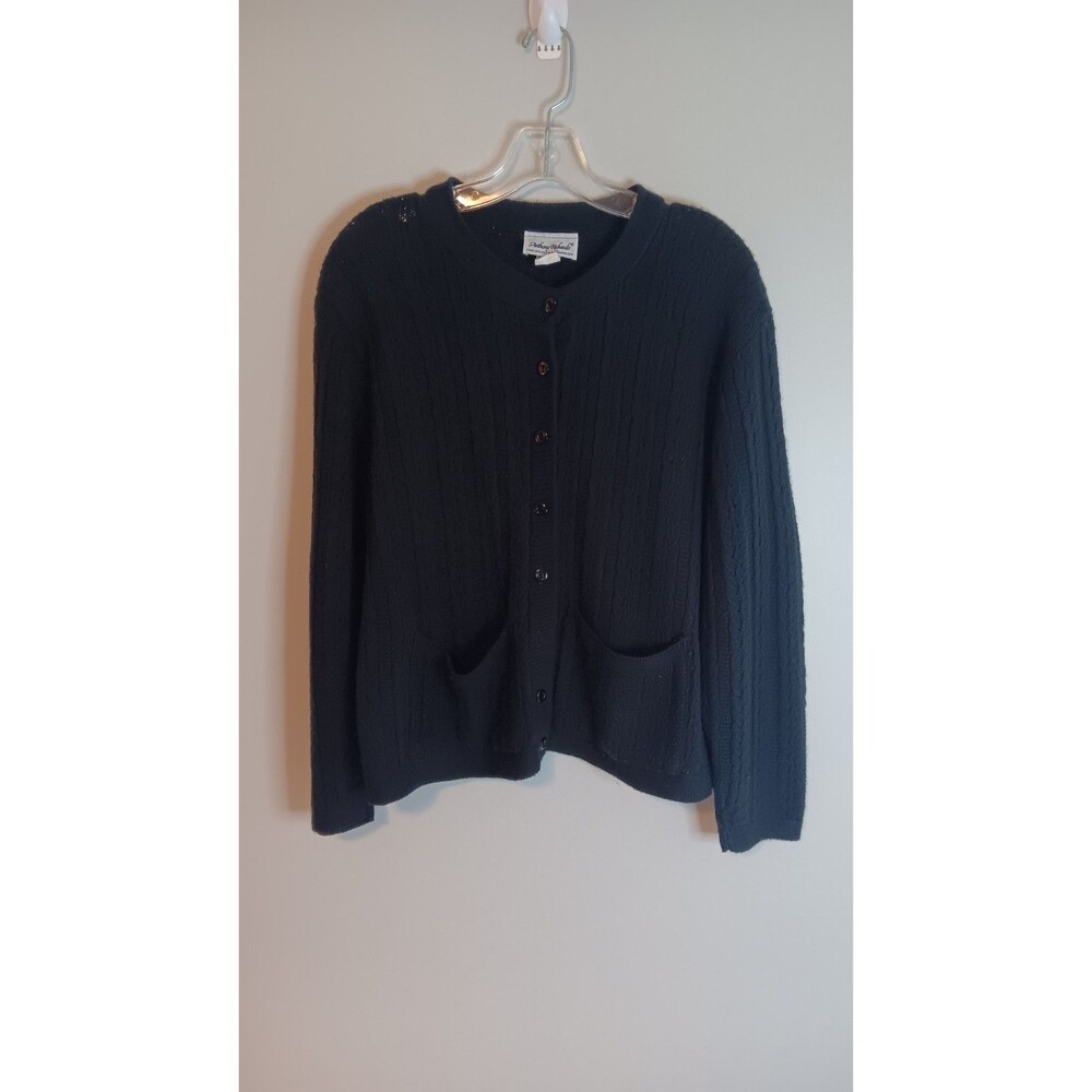 Vintage Anthony Richards Black Button Up Cardigan Sweater Grannycore Cottage